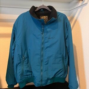 Eddie Bauer Full Zip Green-Teal Lightly Insulated Fleece Jacket Size Large
